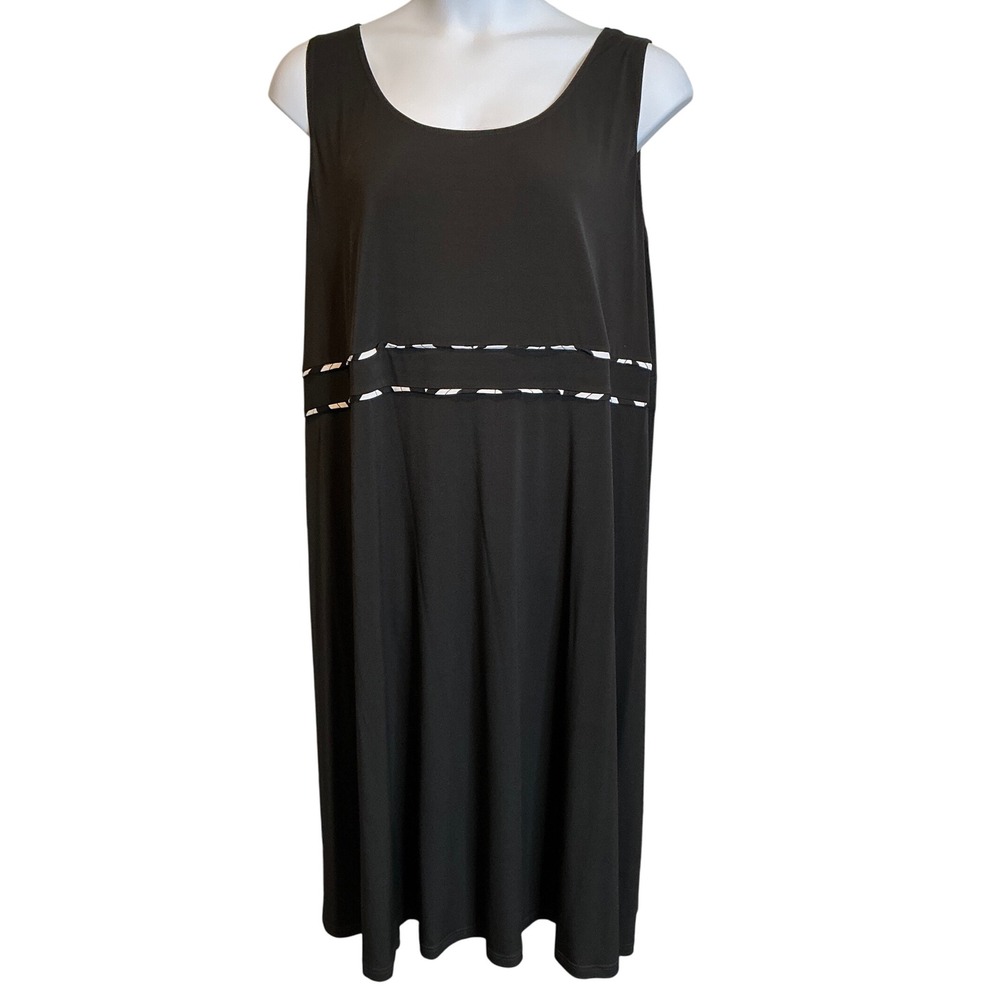Maggie Barnes Women's Black Sleeveless Liquid Knit Midi Dress‎ Size 4X Stretchy